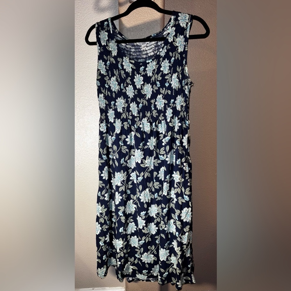 Croft & Barrow Navy Floral Dress large